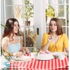 SietDESEO 2 Pack Red Gingham Tablecloth Round 84 x 84