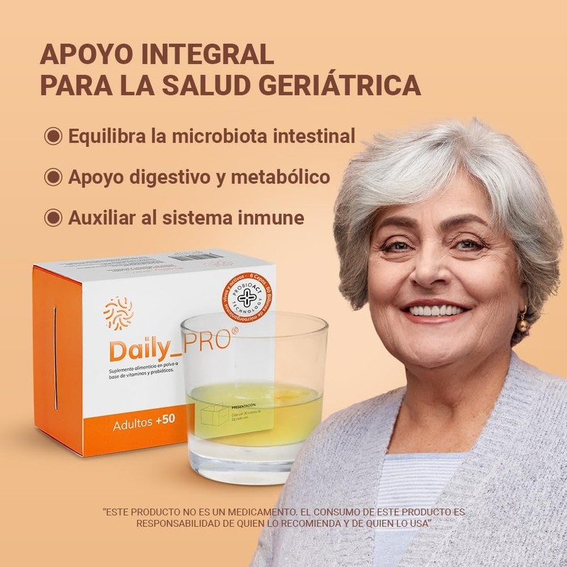 Daily PRO +50 Probióticos para Adultos Mayores 60 Billones De