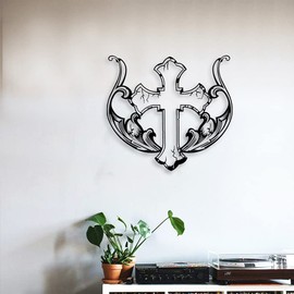 Hosoncovy Iron Cross Metal Wall Art Home Decoration Metal Wall Hanging Decoration Wall Hanging Sculpture Wall Ornament Wall Picture for Home Living Room Bedroom