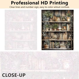 TISHIRON DIY Paint by Numbers, Many Plants Adults' Paint-by-Number Kits on Canvas, Book Shelves Paint by Numbers Kit for Adults and Beginner, 16X20 Inch Frameless Plants Adult Paint by Numbers