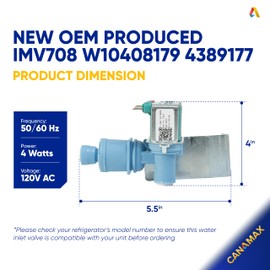 W10408179 2304757 2205762 Refrigerator Water Inlet Valve by Canamax Compatible with Whirlpool Kenmore Maytag KitchenAid, Replaces W10179146 W10155357 4389177 W10408179VP, 2188746