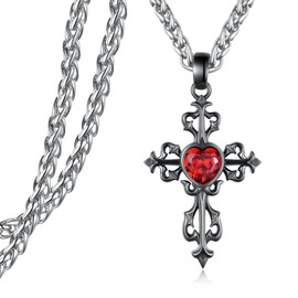 Gothic Cross Necklace 925 Sterling Silver Gothic Necklace Black Cross Pendant Gothic Jewelry Gifts for Women Men