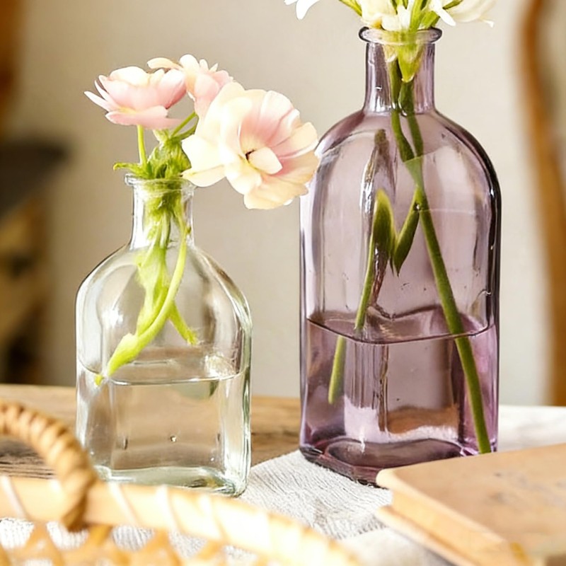 Coastal Style Small Decor Nordic Minimalist Glass Vase,Retro Green Set