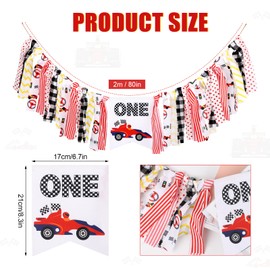 Racing High Chair Banner, One High Chair Banner Boy Race Car First Birthday Party Decorations Race Car Photo Prop Banner for 1st Baby Birthday Party Decor