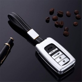 MissBlue New Car Key Fob Cover for Acura CDX MDX NSX RDX RLX TLX TLX-L Smart Remote Key, Aircraft Aluminum Car Key Case Cover Protector with Wrist Lanyard - Silver