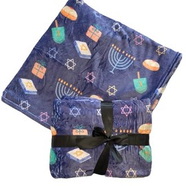 Large Chanukah blanket, children and adult Hanukkah luxury blanket (127cm x152cm)