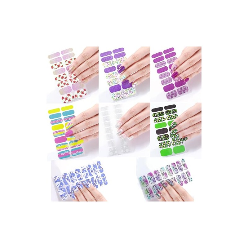 Pegatinas Autoadhesivas para Uñas, 8 Hojas de Tiras de Esmalte