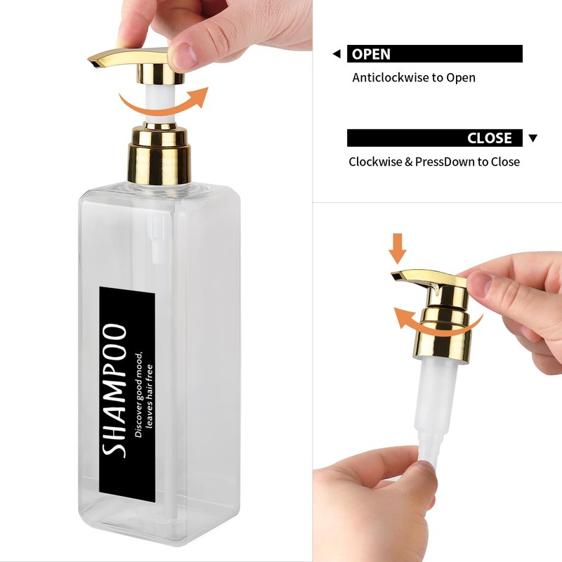 DEROANBOTT Black Shampoo and Conditioner Dispenser Set of 3, 16.9oz