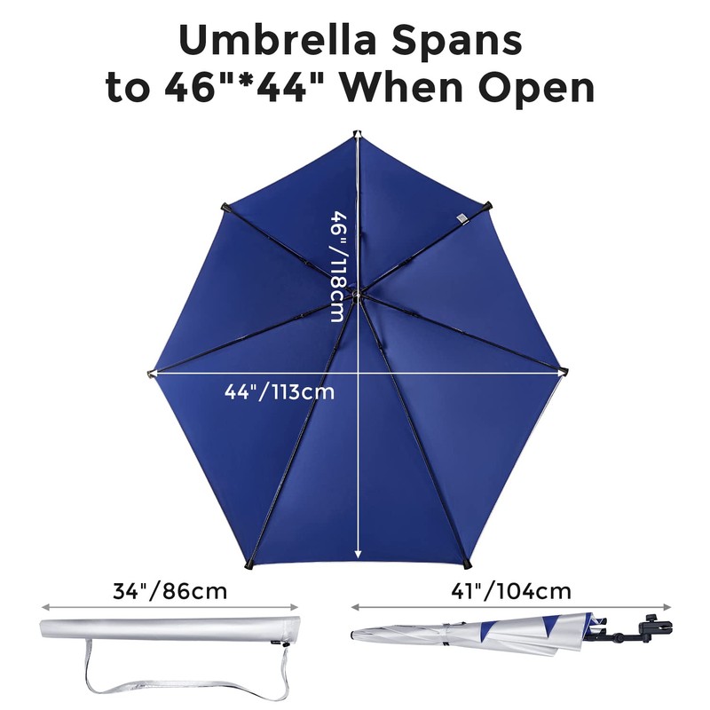 G4Free UPF 50+ Adjustable Beach Umbrella XL with Universal Clamp