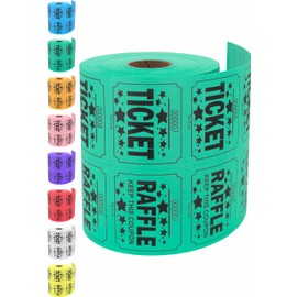 Tacticai 500 Raffle Tickets, Green (8 Color Selection), Double Roll, Large Ticket for Events, Entry, Class Reward, Fundraiser & Prizes