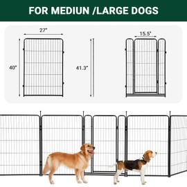 Dog Playpen,40 inch(H) 18 Ft(L) 8 Panels Dog Fence Indoor/Outdoor,Heavy Duty Metal Pet Puppy Exercise Pen, Wide Door Low Threshold,Portable Pet Playpen for Rv Camping Garden Yard Black-1