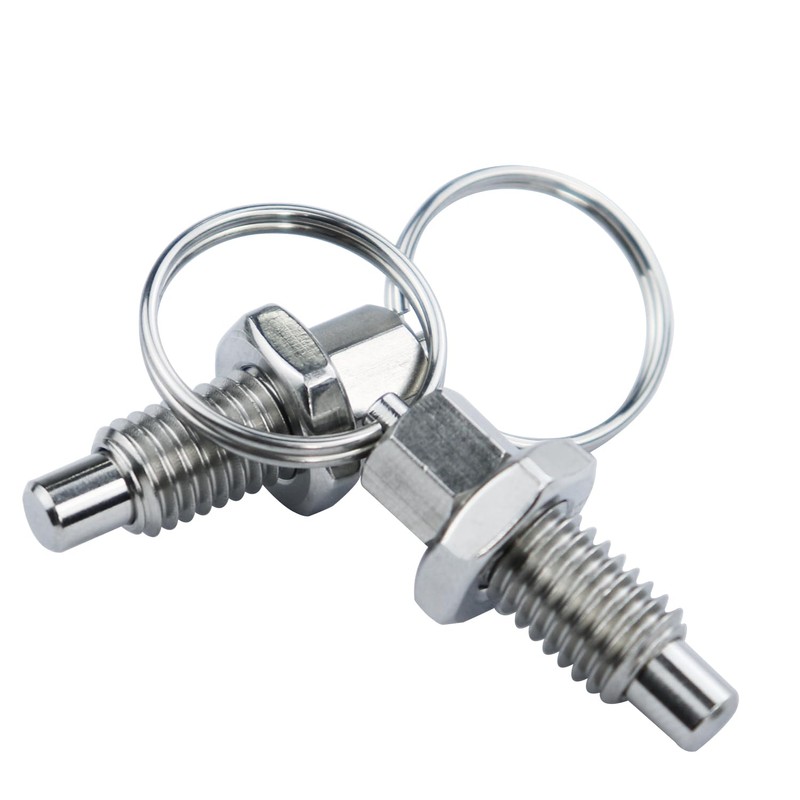 Bntyok 2pcs Spring Plunger Indexing Pin with Pull Ring Spring