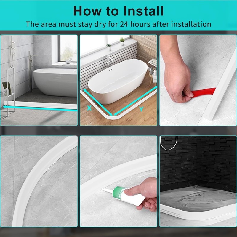 Hi-Na 3ft/5ft/6ft/8ft10ft Collapsible Shower Threshold Water Dam Water Barrier for