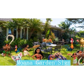 inboxxarty 8 Pcs Large Moana Yard Sign Set with Stakes Moana Party Decorations Yard Signs