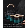 ZENS Vintage Japanese Tea Set, Gradient Embossed Ceramic Japanese Teapot