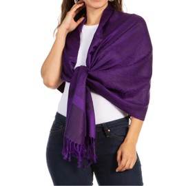 Sakkas Soft Pashmina Feel Paisley Design Scarf / Stole - Dark Plum
