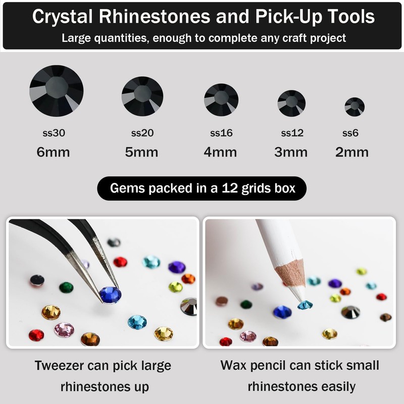Towenm Rhinestone Bedazzler Kit with B7000 Glue, 4000PCS Solid Black