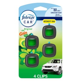 Febreze Car Air Freshener, Odor-Fighting Automotive Vent Clip, Scented Car Accessories, Long Lasting for Strong Odors, Gain Original Scent, 4 Count