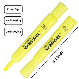 WOSWEL Highlighters Bulk, 10 Pack Tank Style Highlighters Set, Fluorescent Yellow, Chisel Tip Highlighter Markers Bulk for Kid and Adult Coloring, Highlighting as School Supplies