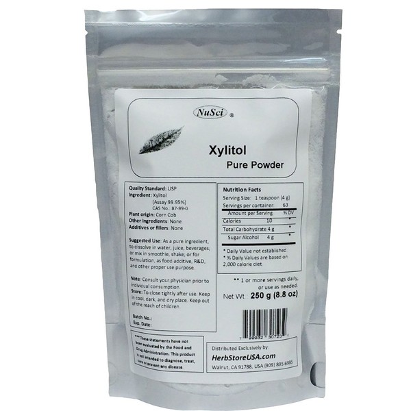 NuSci Xylitol Powder Pure Form an alternative to sugar (250 grams (8.8 oz))