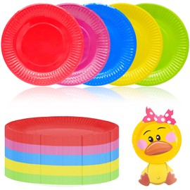 AMJKEJI Paper Plates, Pack of 50 Colourful Paper Plates, 18 cm, Party Disposable Plates Set for Birthdays, Weddings, Christmas, Barbecues, Camping