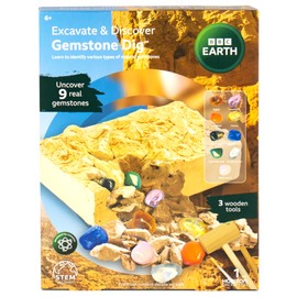 BBC Earth Excavate & Discover Gemstone Dig, Uncover 9 Real Gems, Science Kits for Kids Age 8-12, Toys for 7 Year Old Boys, STEM Kits for Kids Age 8-10, Crystals and Stones