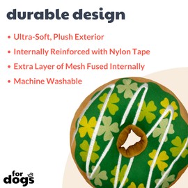 Huxley & Kent for Dogs | Shamrock Donut (Large) | St. Patrick's Day Power Plush Dog Toy with Squeaker | Funny Dog Toy | Cute Dog Toy Squeaky Dog Toy
