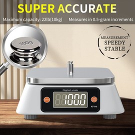 Food Scale Digital Scale Kitchen Scales Digital Weight, YONCON Baking Scale for Bakers, Candle Making or Soap Making with Stainless Steel Large Platform, 22lb/0.5g, 3*AA Batteries and Adapter Included