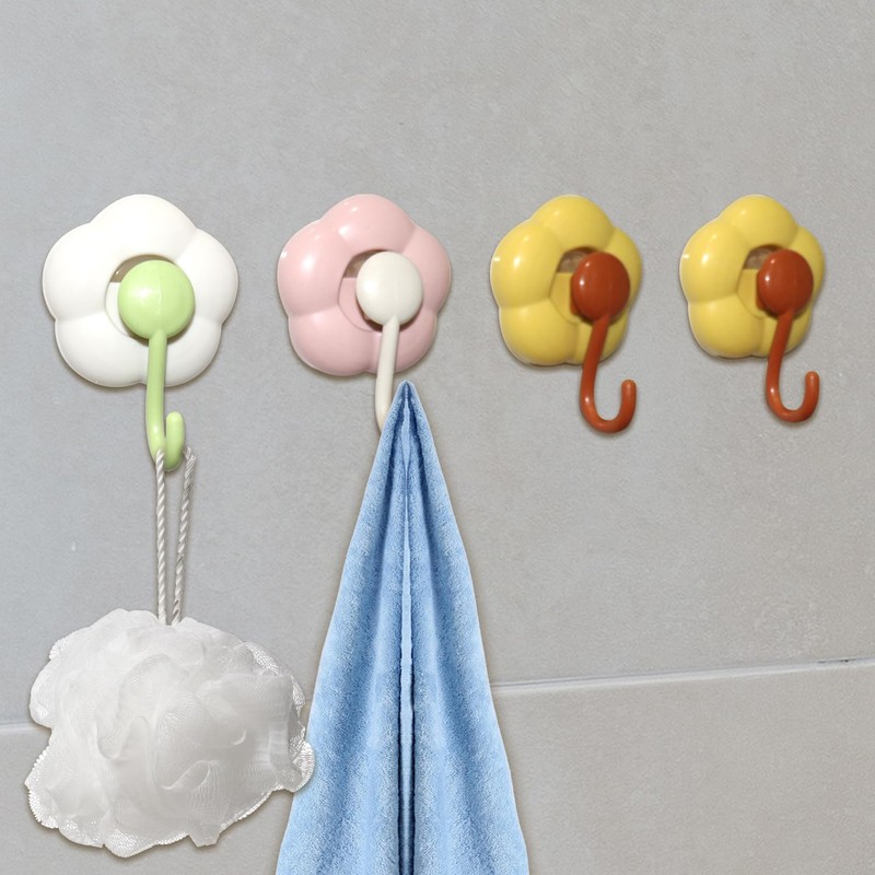 DRHYO 4Pack Flower Suction Hooks, Vacuum Suction Cup Hooks, Removable