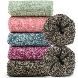 Jeasona Warm Winter Wool Socks for Women Thermal Thick Socks Gifts for Women Mom (Multicolored Light)