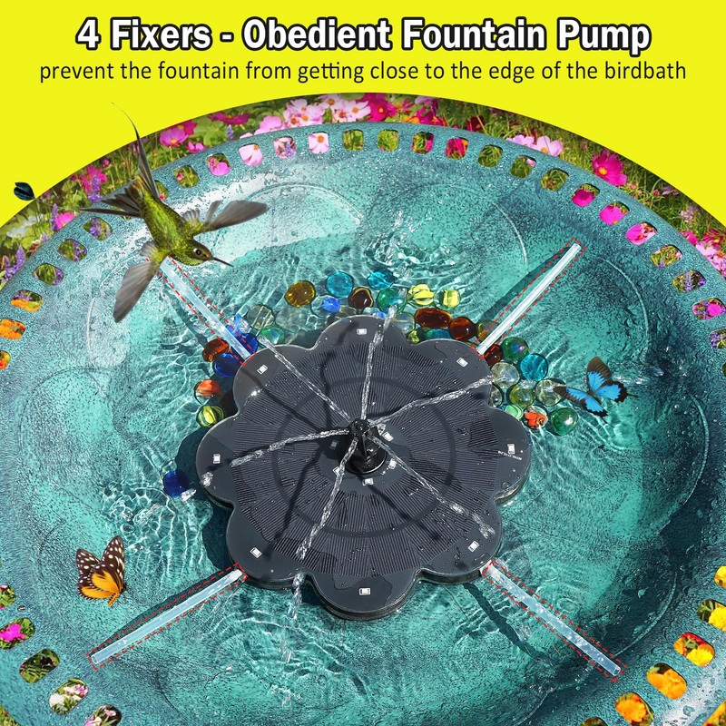 SZMP Solar Fountain Pump with 2000mAh Battery & RGB Light
