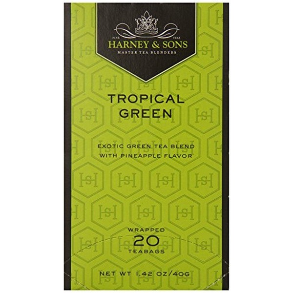 Harney & Sons, Tea, Tropical Green, Prem, Pack of 6, Size - 20 BAG, Quantity - 1 Case