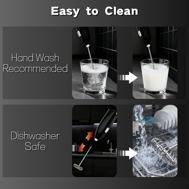 3-Pack Milk Frother, Powerful Handheld Drink Mixer with Stainless Steel