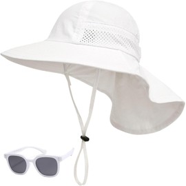 JadwigaS Toddler Baby Sun Hat Kids Summer UPF 50+ for Boys Bucket Beach Hat with Adjustable Wide Brim Grey