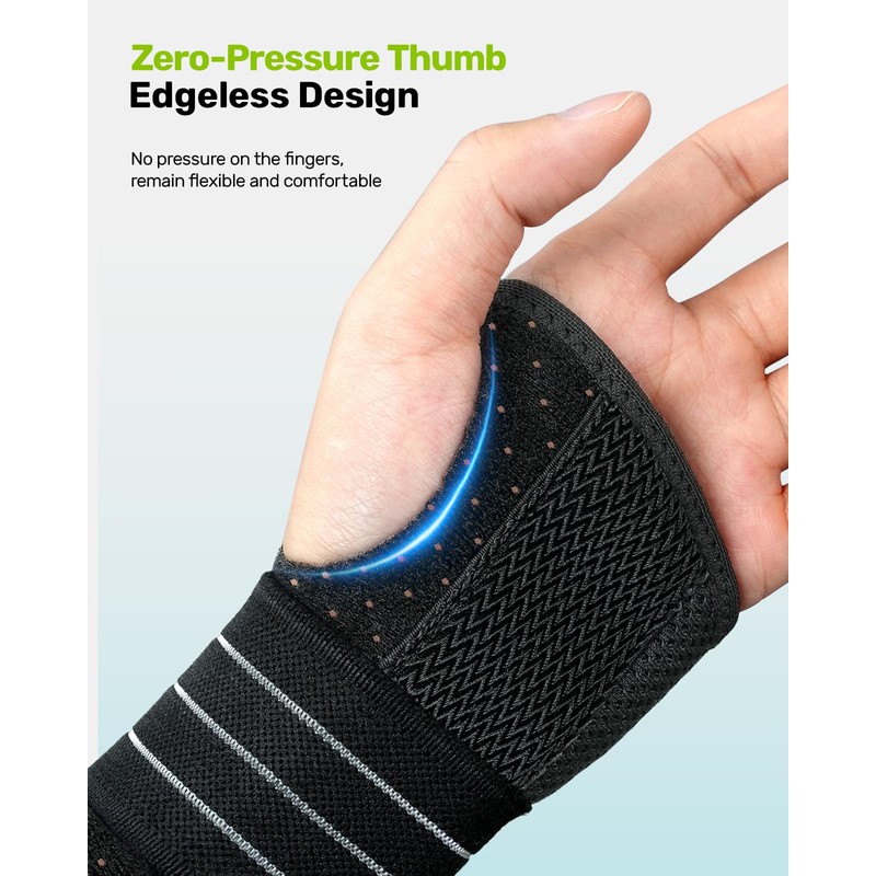 Rakiie Wrist Support, Adjustable Night Wrist Support with 3 Metal