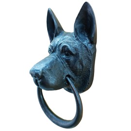 Anatolica German Shepherd Dog Door Knocker, 6.5 inches,Solid Brass, UnlacqueredFinish (Black Oxide)