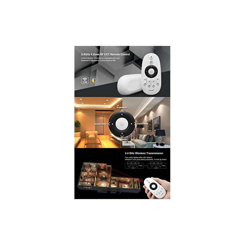 LGIDTECH FUT007 Mi.Light CCT WW+CW 4-Zone Remote Controller (Battery Not