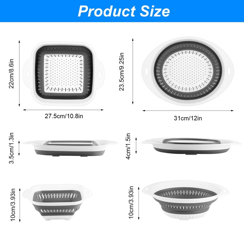 2 Pcs Collapsible Colander Sieve, Foldable Colander Strainers and Colanders