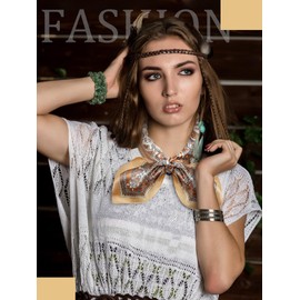 Boyiee 3 Pcs 1950s Vintage Scarf Women Bohemian Chiffon Scarf Retro Square Neck Head Hair Scarf Purse Scarf Neckerchief (Bohemian)