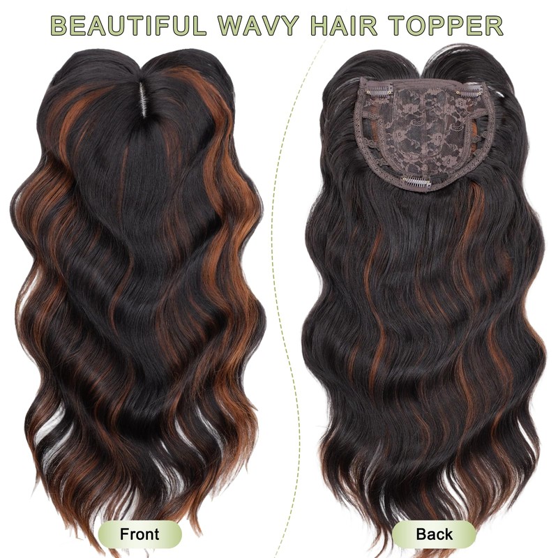 QINGHUACI Hair Topper 18 Inch Synthetic Curly Wavy Clip in