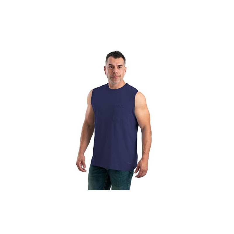 Berne Men's Lightweight Performance Sleeveless Pocket T-Shirt, X-Large, Regular, Space