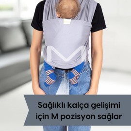 Esnek Wrap Sling Bebek Taşıma Şalı (gri)