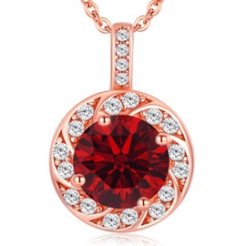 MISUMOR Women's Necklace 925 Silver Gold Chain with Cubic Zirconia Birthstone Pendant Jewellery Women's Gifts for Women, Girlfriend, Mum, Wife, Birthday, Christmas, Valentine's Day, Mother's Day,