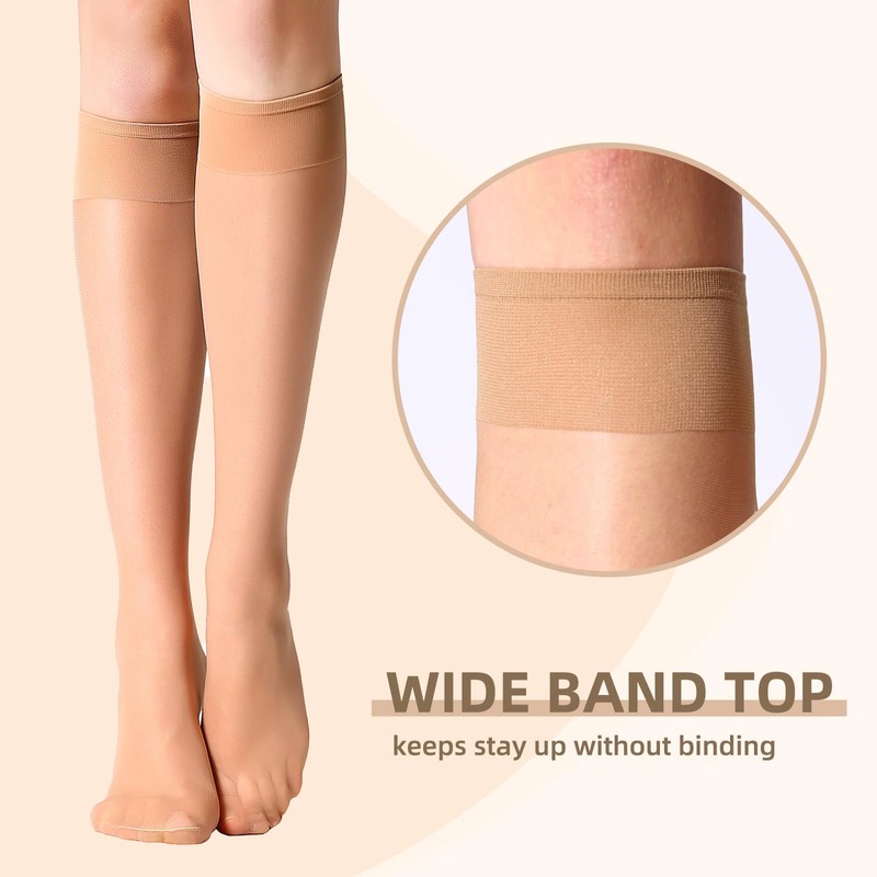 MANZI 12 Pairs Lady's Sheer Knee High Stockings, 12 Pairs