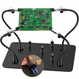 Drdefi Magnetic Helping Hands Soldering Third Hand, Soldering Station with Alligator Clips PCB Holder Tool, 4 Gooseneck Arms & 4 PCB Circuit Board Holders for Electronics Repair Jewelry Hobby