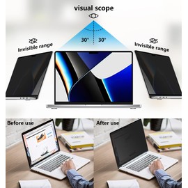 Magnetic Privacy Filter for MacBook Pro 14 Inch (2021 M1 Pro/M1 Max A2442 2021), Easy to Install & Remove, Anti Blue Light Laptop Privacy Film for MacBook Pro 14 Inch