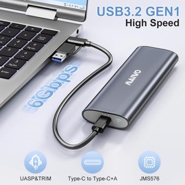 MAIWO M.2 SATA SSD Enclosure, USB3.2 Gen1 Type-C to SATA NGFF Based M.2 Solid State Drive Adapter Reader, Support B Key B+M Key, Aluminum (K1689S)