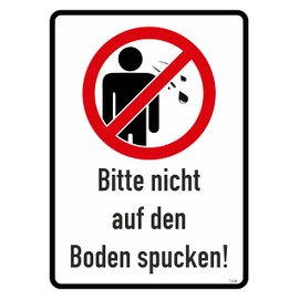 Daged Please do not spit on the floor sticker, size 14 x 10 cm, mandatory sign, safety sign sticker, MT-046