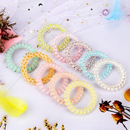 10 Piece Spiral Hair Ties For Thick Hair, Coil Elastics Hair Ties, Multicolor Medium Spiral Hair Tie, No Crease Hair Coils, Telephone Cord Plastic For Women And Girls (Matte Transparent Mix)