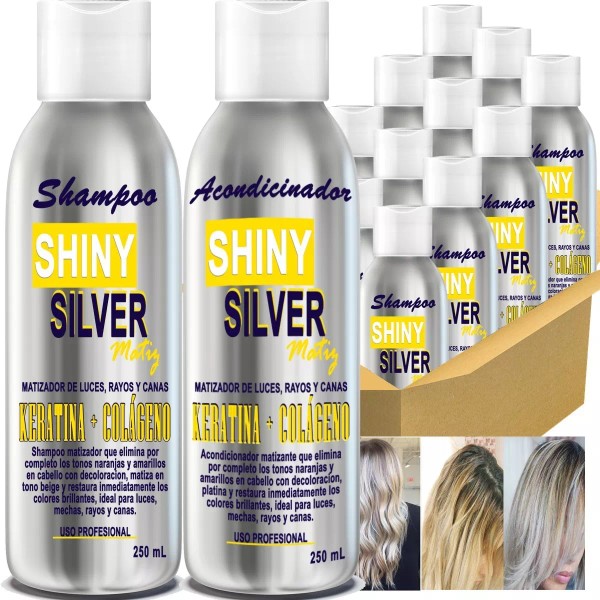 VIVONATURAL 6 Shampoo Y 6 Acondicionador Shiny Silver 250ml C/u